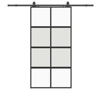 (black, matt and transparent, 102.5 x 205 cm (213 cm sliding rail)) vidaXL Sliding Door with Hardware Set Black 90x205 cm Tempered Glass