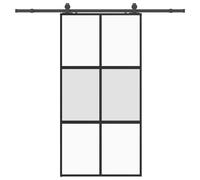 (black, matt and transparent, 102.5 x 205 cm (213 cm sliding rail)) vidaXL Sliding Door with Hardware Set Black 76x205 cm Tempered Glass
