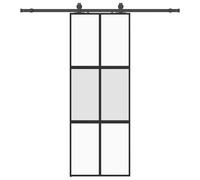 (black, matt and transparent, 76 x 205 cm (200 cm sliding rail)) vidaXL Sliding Door with Hardware Set Black 76x205 cm Tempered Glass