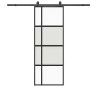 vidaXL Sliding Door with Hardware Set Black 76x205 cm Tempered Glass