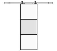 (black, matt and transparent, 76 x 205 cm (213 cm sliding rail)) vidaXL Sliding Door with Hardware Set Black 76x205 cm Tempered Glass