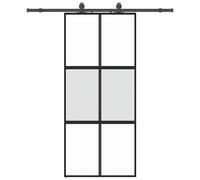 vidaXL Sliding Door with Hardware Set Black 90x205 cm Tempered Glass