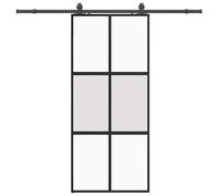 (black, matt and transparent, 90 x 205 cm (213 cm sliding rail)) vidaXL Sliding Door with Hardware Set Black 76x205 cm Tempered Glass