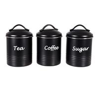(Black - Matt) Kitchen Food Storage Set Tea Coffee Sugar Canister