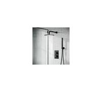 Black Matt Round Concealed Thermostatic Mixer Valve Hand Held Shower Set | Temel