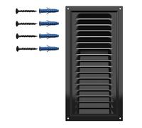 Black Matt Ventilation Grille - Rectangular 150 x 300mm / 6 x 12in - Galvanised Steel Air Vent Cover with Protective Mesh - RAL9005 Powder Coated - Rust-Resistant - Indoor Outdoor - Wall Ceiling.