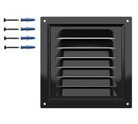 Black Matt Ventilation Grille - Square 150 x 150mm / 6 x 6in - Galvanised Steel Air Vent Cover with Protective Mesh - RAL9005 Powder Coated - Rust-Resistant - Indoor Outdoor - Wall Ceiling.