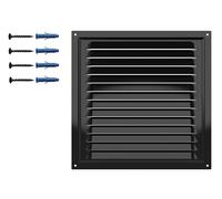 Black Matt Ventilation Grille - Square 250 x 250mm / 10 x 10in - Galvanised Steel Air Vent Cover with Protective Mesh - RAL9005 Powder Coated - Rust-Resistant - Indoor Outdoor - Wall Ceiling.