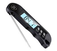 (Black) Meat Cooking Thermometer Digital Instant Read Portable Foldable LED Display for Home Kitchen BBQ Grill Baking
