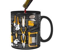 Black Mechanic Mug, 9.5 x 8 cm, Mechanics Toolbox Set Coffee Cup, Mechanic Cup, Black Ceramic Tea Cup, for Engineers, Men, Him, Dad