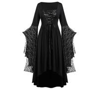 Black Medieval Dress Witch for Women Gothic Formal Gowns and Evening Dresses Milk Maid Women's Victorian Costume Goth Bar Maiden Rococo Gown Clothing Corset 18th Century