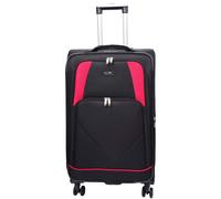 (Black, Medium Check-in Size) Expandable Four Wheel Soft Suitcase Luggage York Black