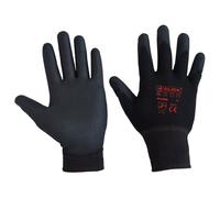 (Black, Medium) Nylon PU Palm Coated Gloves 10 Pack
