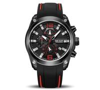(Black) MEGIR Men's Analogue Sport Chronograph Luminous Quartz Watch with Fashion Silicone Strap 2063