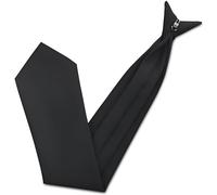 Black Men’s Clip-On Tie - Pre-Tied Adjustable Neckwear with Strong Metal Clip, Solid Polyester Design for Formal Events, Weddings, Funerals, Office, Work Uniforms & Prom - Easy to Wear & Washable