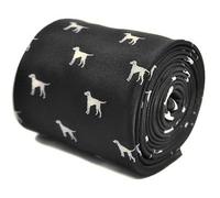 Black men’s tie with white dog silhouette design, perfect for formalwear, office use, mental health awareness, depression support gift, smart events, parties, unique fashion, classic 8cm width