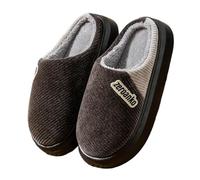 Black Mens Fashionable Winter Home Thick Sole with Insulation Feeling Silent Slippers for Relaxation at Home