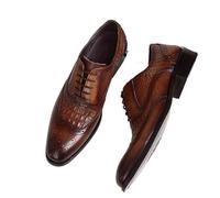 Black Mens Loafers Formal Dress Shoes Slip On Business Casual Comfortable Leather Shoes Elegant Office Activities Fine Craftsmanship(Brown_46)