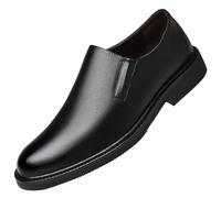 Black Mens Loafers Formal Dress Shoes Slip On Business Casual Comfortable Leather Shoes Elegant Office Activities Fine Craftsmanship(Black_41)