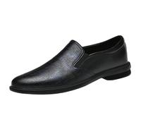Black Mens Loafers Formal Dress Shoes Slip On Business Casual Comfortable Leather Shoes Elegant Office Activities Fine Craftsmanship(Black_44)