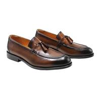 Black Mens Loafers Formal Dress Shoes Slip On Business Casual Comfortable Leather Shoes Elegant Office Activities Fine Craftsmanship(Brown 2_8.5)