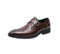 Black Mens Loafers Formal Dress Shoes Slip On Business Casual Comfortable Leather Shoes Elegant Office Activities Fine Craftsmanship(Brown_46)
