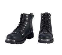 Black Men's Motorcycle Boot For Riding PU Leather Combat Boots For Men Waterproof Biker Boots with Lace-Up Side Zipper, Black, 7 UK