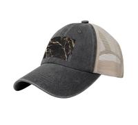 Black Men's Women's Cowboy Mesh Baseball Cap - Black Gold Marble Print Trucker Hat/Summer Sun Hat/Breathable Dad Caps