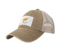 Black Men's Women's Cowboy Mesh Baseball Cap - Flag of Cyprus Print Trucker Hat/Summer Sun Hat/Breathable Dad Caps, Natural, One size