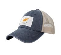 Black Men's Women's Cowboy Mesh Baseball Cap - Flag of Cyprus Print Trucker Hat/Summer Sun Hat/Breathable Dad Caps, Navy Blue, One Size