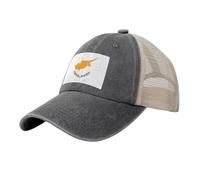 Black Men's Women's Cowboy Mesh Baseball Cap - Flag of Cyprus Print Trucker Hat/Summer Sun Hat/Breathable Dad Caps, Deep Heather, One size