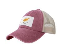 Black Men's Women's Cowboy Mesh Baseball Cap - Flag of Cyprus Print Trucker Hat/Summer Sun Hat/Breathable Dad Caps, Red, One Size
