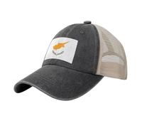 Black Men's Women's Cowboy Mesh Baseball Cap - Flag of Cyprus Print Trucker Hat/Summer Sun Hat/Breathable Dad Caps