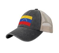 Black Men's Women's Cowboy Mesh Baseball Cap - Flag of Venezuela Print Trucker Hat/Summer Sun Hat/Breathable Dad Caps