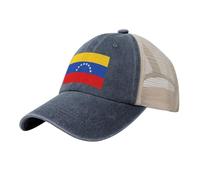 Black Men's Women's Cowboy Mesh Baseball Cap - Flag of Venezuela Print Trucker Hat/Summer Sun Hat/Breathable Dad Caps, Navy Blue, One size