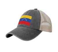 Black Men's Women's Cowboy Mesh Baseball Cap - Flag of Venezuela Print Trucker Hat/Summer Sun Hat/Breathable Dad Caps, Deep Heather, One size