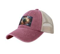 Black Men's Women's Cowboy Mesh Baseball Cap - Lightning Fever Tennis Print Trucker Hat/Summer Sun Hat/Breathable Dad Caps, Red, One Size