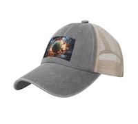 Black Men's Women's Cowboy Mesh Baseball Cap - Lightning Fever Tennis Print Trucker Hat/Summer Sun Hat/Breathable Dad Caps, Gray, One size