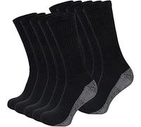 Black Men's Work Socks UK Size 6-11 - Cotton Rich Cushioned Crew Socks with Reinforced Heel & Toe, Heavy Duty Breathable Work Boot Socks for Walking, Hiking, Construction & Everyday Wear (Black)