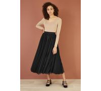 Black Mesh Heart Print Tulle Skirt Yumi Black 12