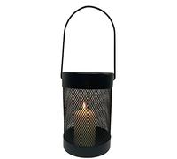 Black Mesh Lantern Metal Wired Pillar LED Candle Hanging Lantern Indoor Outdoor
