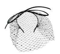 Black Mesh Veil Headbands Vintage Lace Bridal Hair Accessory For Women Wedding Halloween 1920s Party