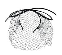 Black Mesh Veil Headpiece Adjustable Rhinestones Hairband for Bride Vintage Party Occasion Black Veil Hairband for Women Wedding