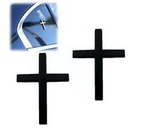 Black Met/al Cross Emblem Sticker,Cross Car Stickers,3D Car Cross Sticker,Self Adhesive Met/al Cross Auto Emblem Decal,Waterproof Crosses Cars Emble/m Sticker,Creative Crosses Badge Decal 2Pcs