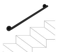 Black Metal, 30-600cm Adjustable Wall-Mount Non-Slip Banister for Indoor/Outdoor Steps, Heavy Duty Safety Support up to 200kg, Easy Installation Options: 6.6ft, 10ft, 14ft.