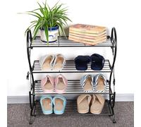 Black Metal 4 Tier S-Shape Shoe Rack