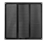 Black Metal Air Vent Grille / 300mm x 300mm / with Fly Screen - Anti Insect Mesh/Modern Rectangular Flat Louvre Duct Cover