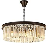 Black Metal and K9 Clear Crystal Luxury Chandelier 4-Lights Pendant Fixtures for Kitchen Island, Living Dining Room, Entryway(Ceiling Light)