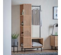 Black Metal and Oak Japandi Open Wardrobe with Shelves - Okayama - Caspian House