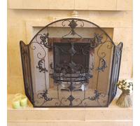 Black Metal Arched Fire Screen - Set of 2